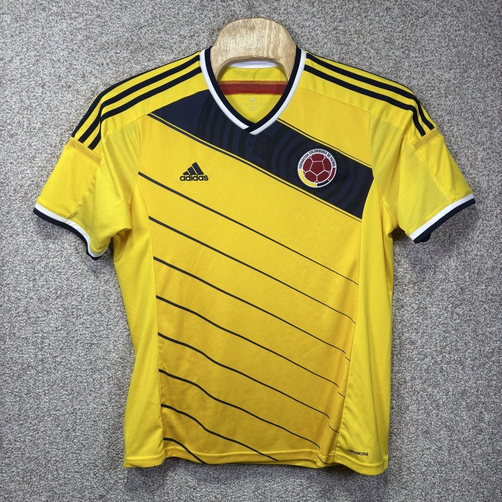 Colombia Soccer Jersey Mens XL Yellow Adidas Climacool Colombia Crest Shirt